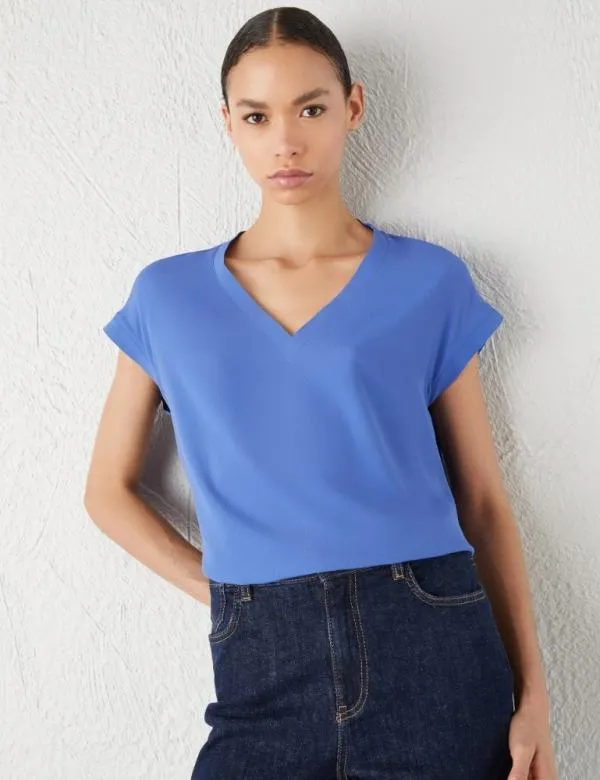 Marella Shirts Women Crepe Blouse Cornflower Blue
