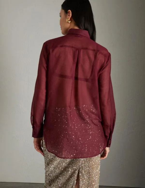 Marella Shirts Women Muslin Safari Shirt Bordeaux