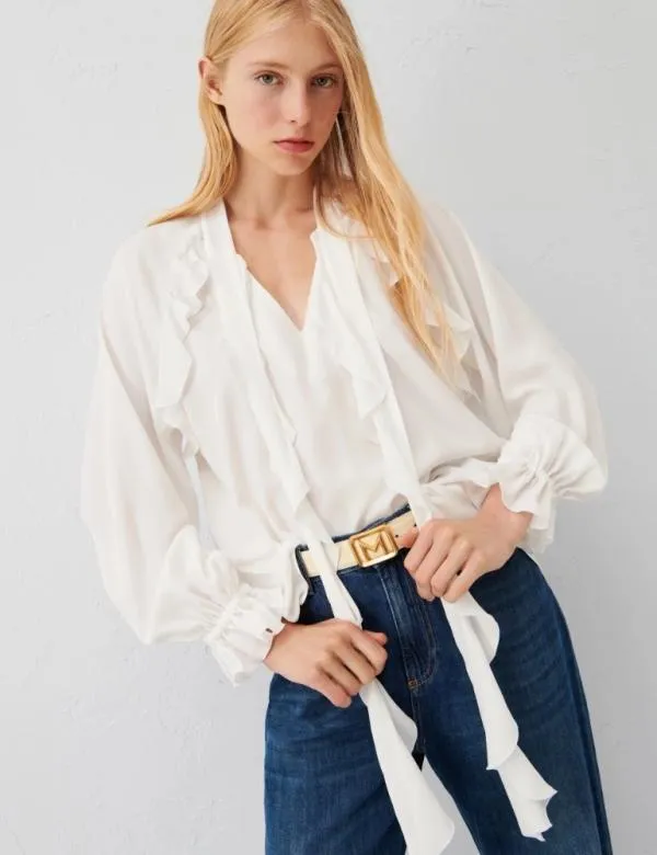 Marella Shirts Women Ruffle Blouse White