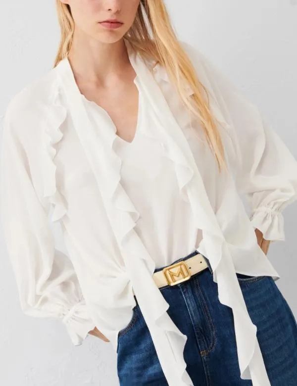 Marella Shirts Women Ruffle Blouse White