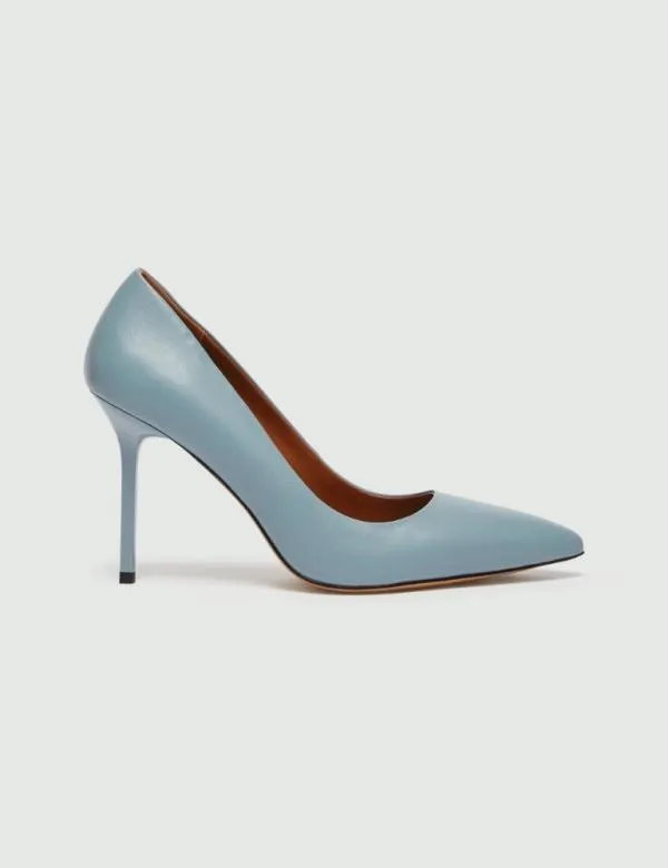 Marella Shoes Women Leather Court Shoes Light Blue