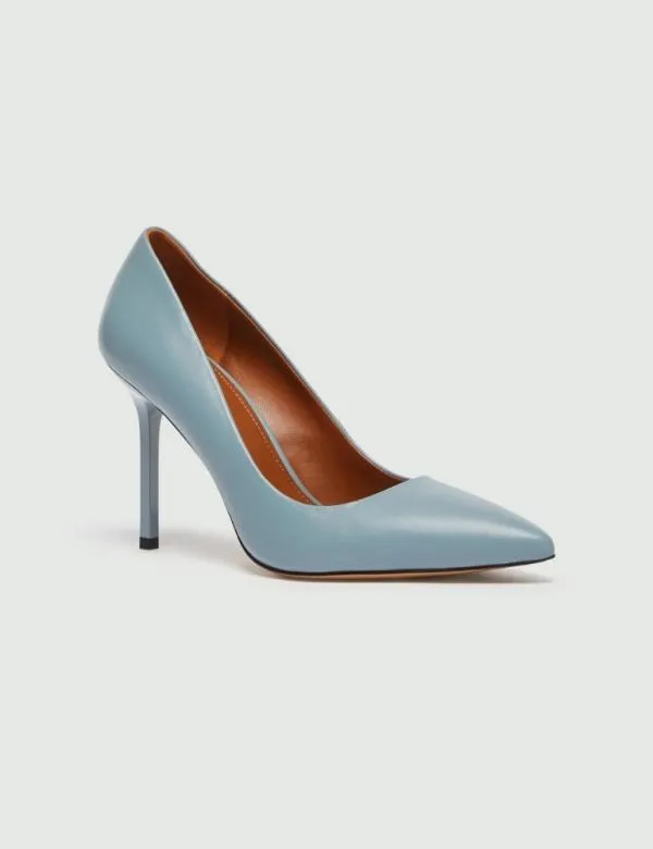 Marella Shoes Women Leather Court Shoes Light Blue