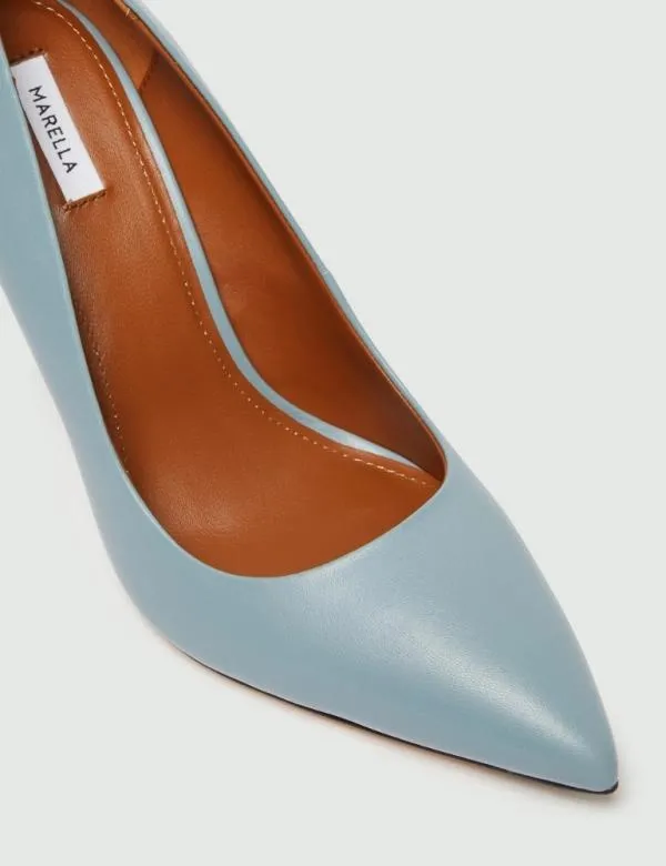 Marella Shoes Women Leather Court Shoes Light Blue