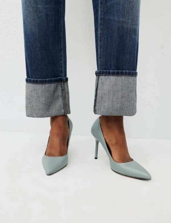 Marella Shoes Women Leather Court Shoes Light Blue
