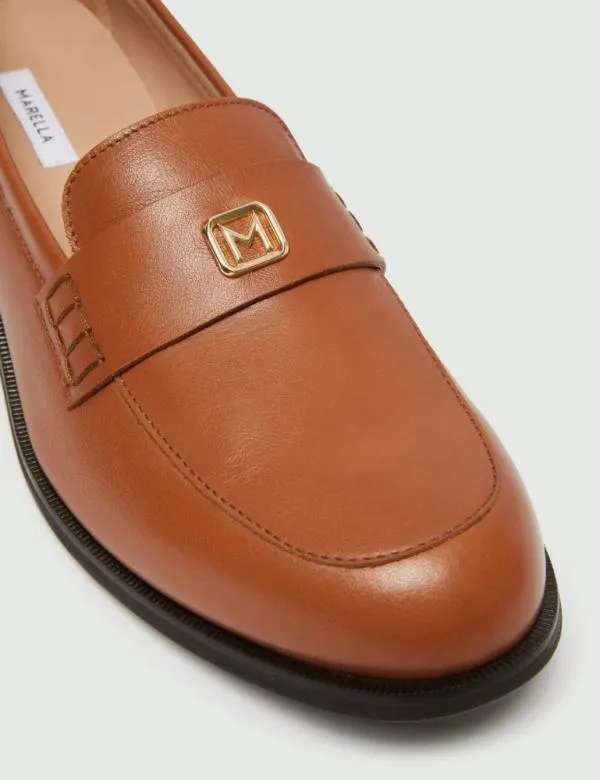 Marella Shoes Women Leather Moccasins Tobacco