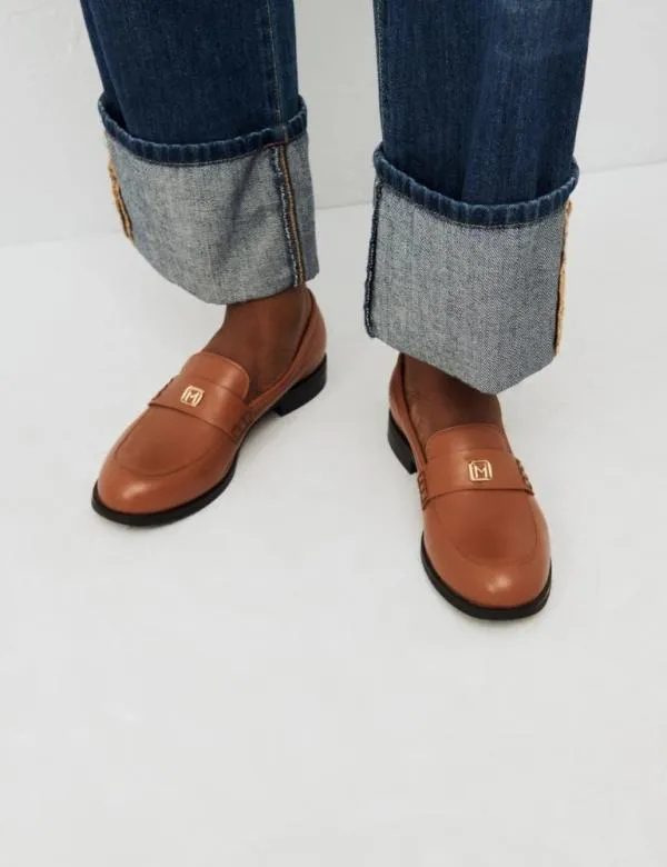 Marella Shoes Women Leather Moccasins Tobacco
