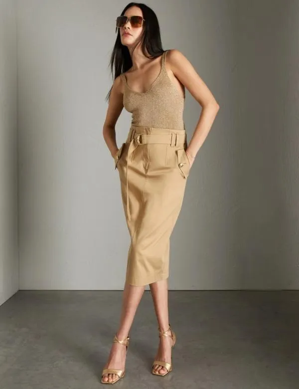Marella Skirts Women Pencil Skirt Sand