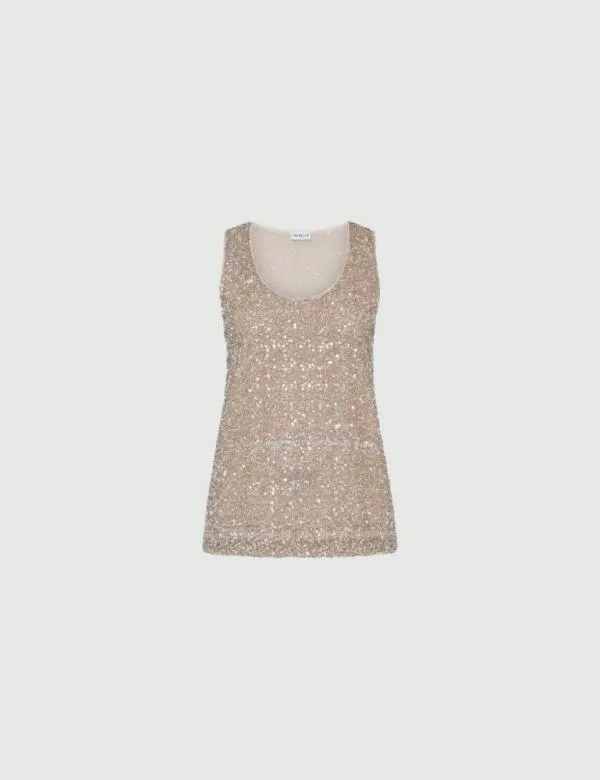 Marella Tops And TShirt Women Sequin Top Sand