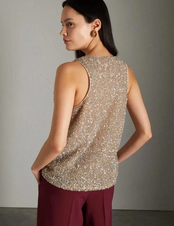 Marella Tops And TShirt Women Sequin Top Sand