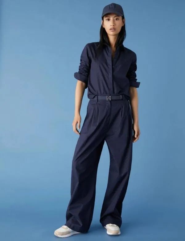 Marella Trousers Women Appliqu Trousers Midnightblue