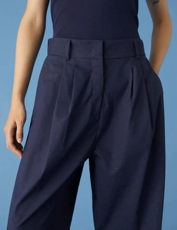 Marella Trousers Women Appliqu Trousers Midnightblue
