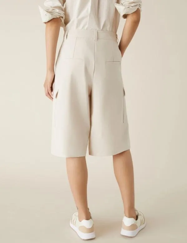 Marella Trousers Women Canvas Bermuda Shorts Wool White
