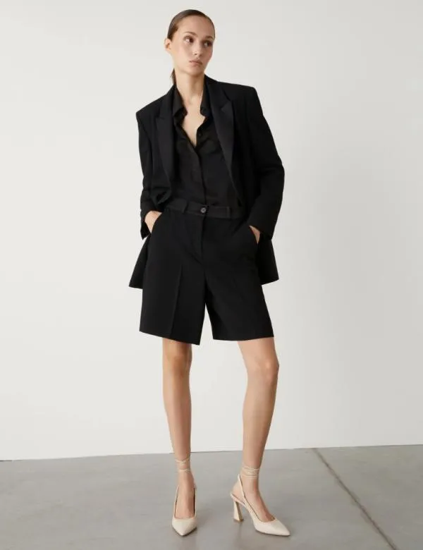 Marella Trousers Women Crepe Shorts Black