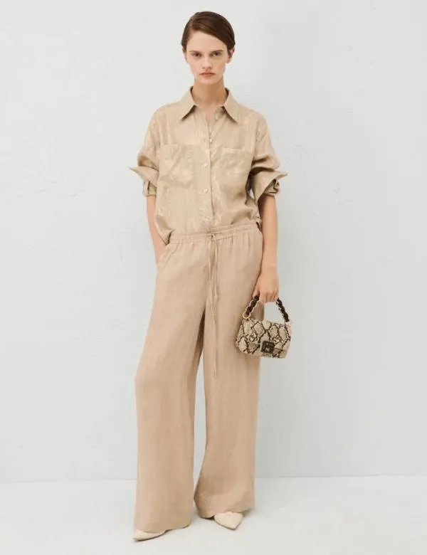 Marella Trousers Women Linen Trousers Sand