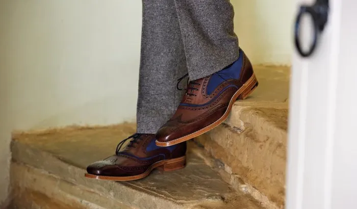 McClean 8211 Cedar Calf Blue Suede Men Barker Shoes Mens Oxfords
