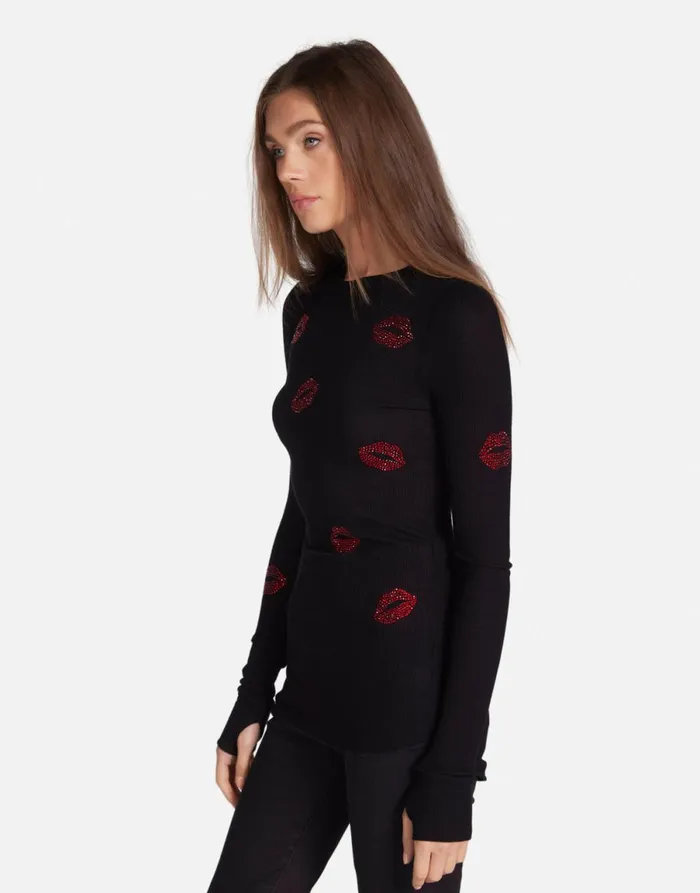 McKinley Crystal Kisses Black Women039s Lauren Moshi Long Sleeve