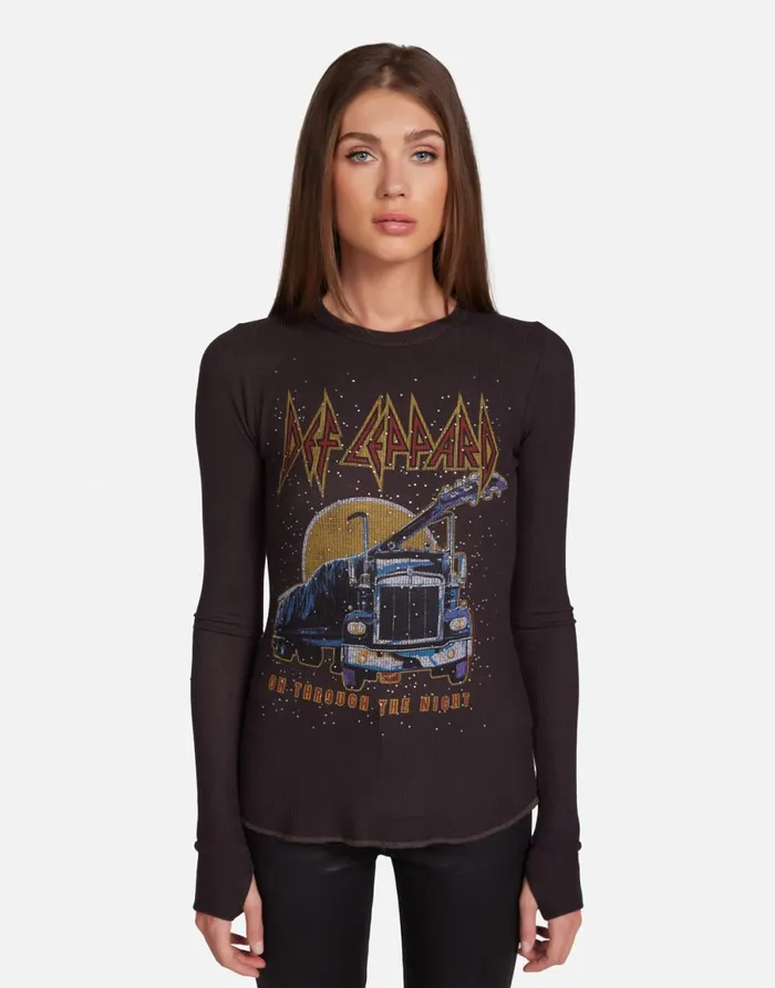 McKinley Def Leppard Truck W Crystals Vintage Black Women039s Lauren Moshi Long Sleeve