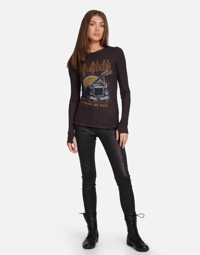 McKinley Def Leppard Truck W Crystals Vintage Black Women039s Lauren Moshi Long Sleeve