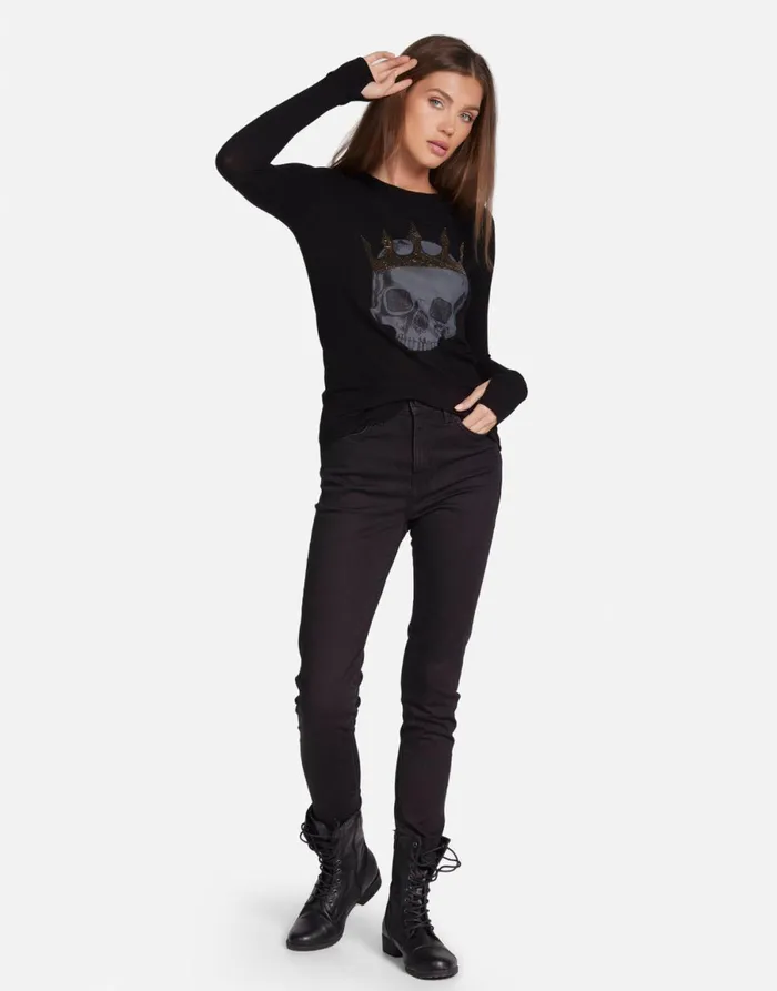 McKinley Diamond Royal Skull Black Women039s Lauren Moshi Long Sleeve