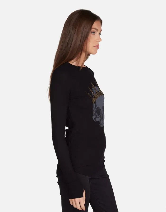 McKinley Diamond Royal Skull Black Women039s Lauren Moshi Long Sleeve
