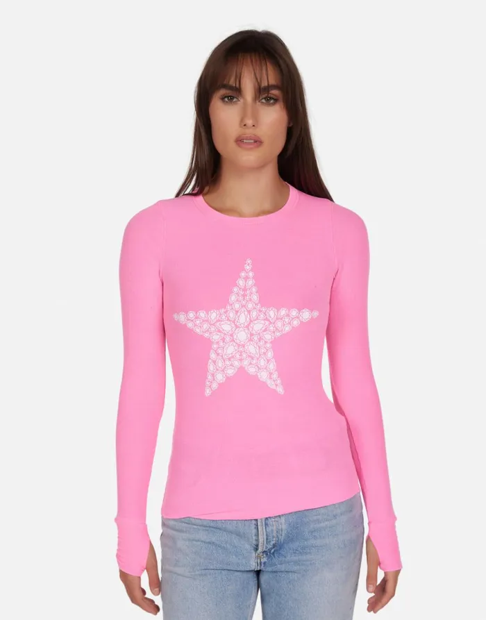 McKinley Diamond Star Neon Pink Women039s Lauren Moshi Long Sleeve