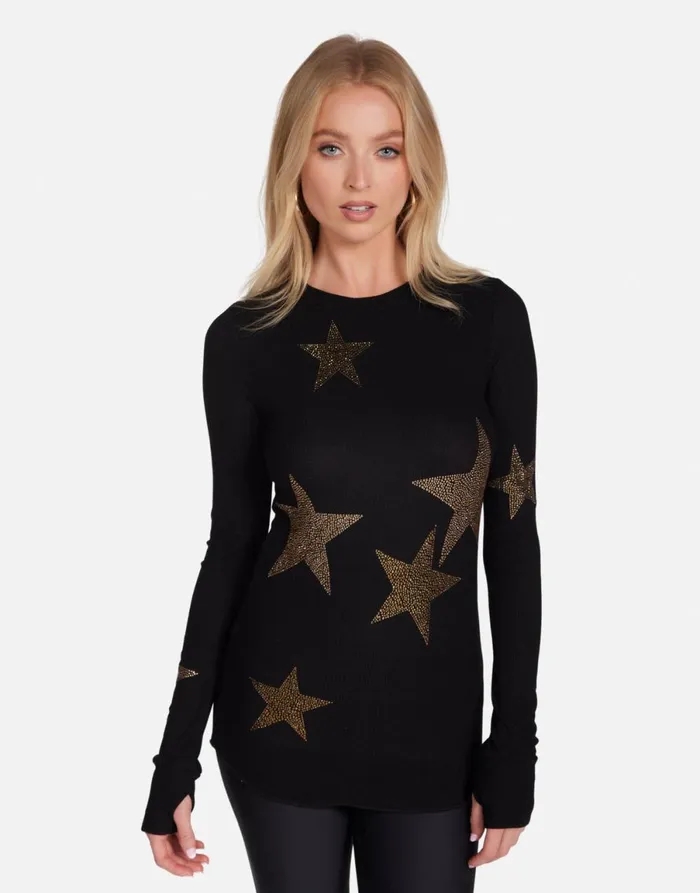McKinley Gold Crystal Multi Stars Black Women039sMen039s Lauren Moshi Hoodies