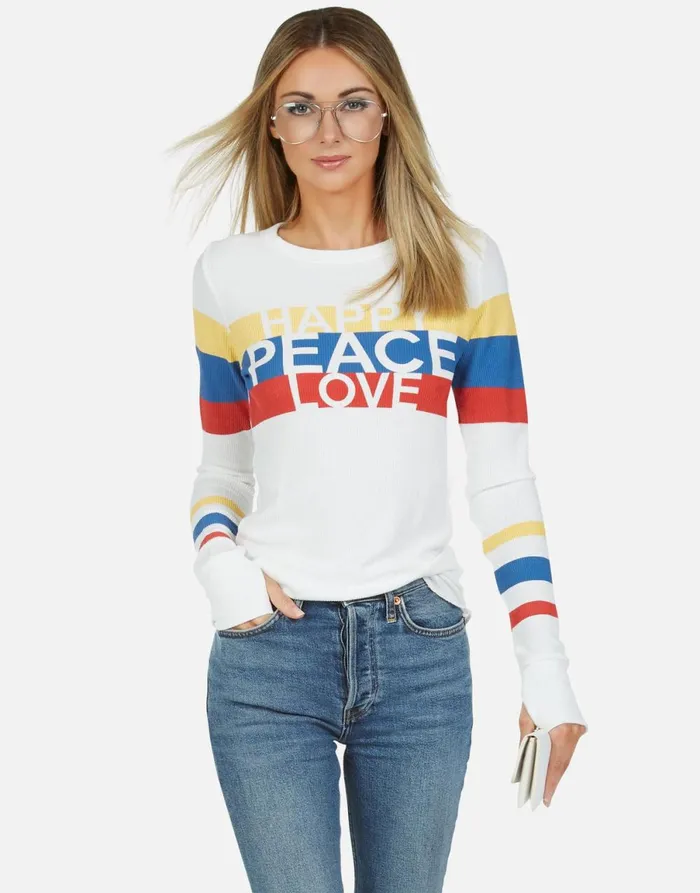 McKinley Happy Peace Love Milk Women039s Lauren Moshi Long Sleeve