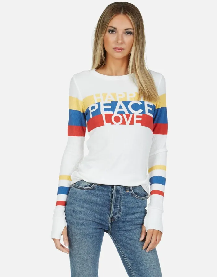 McKinley Happy Peace Love Milk Women039s Lauren Moshi Long Sleeve