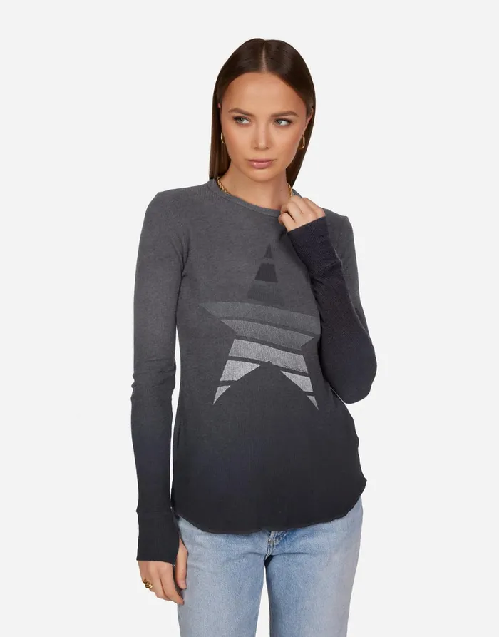 McKinley Ombre Star Jet Black Ombre Women039s Lauren Moshi Long Sleeve