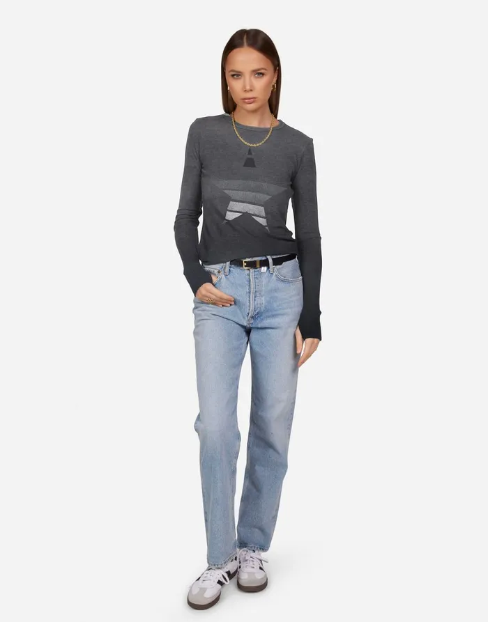 McKinley Ombre Star Jet Black Ombre Women039s Lauren Moshi Long Sleeve