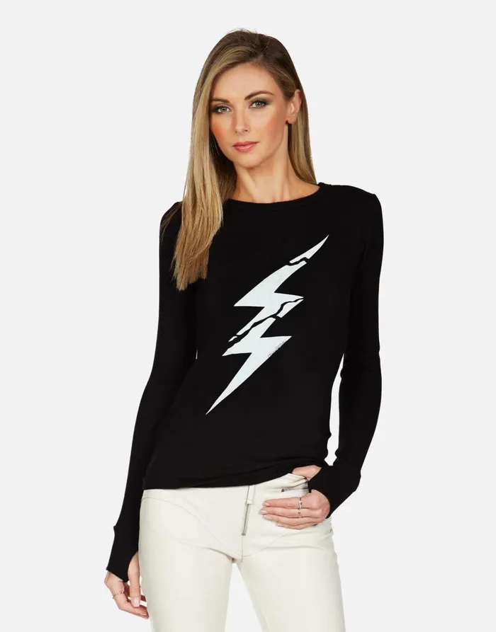 McKinley X Cracked Lightning Bolt Black Women039s Lauren Moshi Long Sleeve