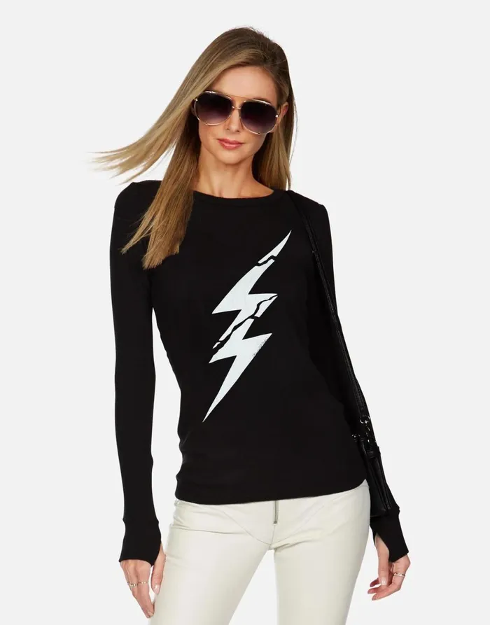 McKinley X Cracked Lightning Bolt Black Women039s Lauren Moshi Long Sleeve