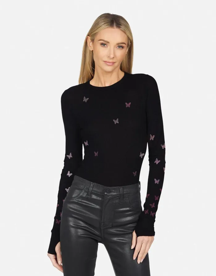 McKinley X Crystal Butterflies Black Women039s Lauren Moshi Long Sleeve