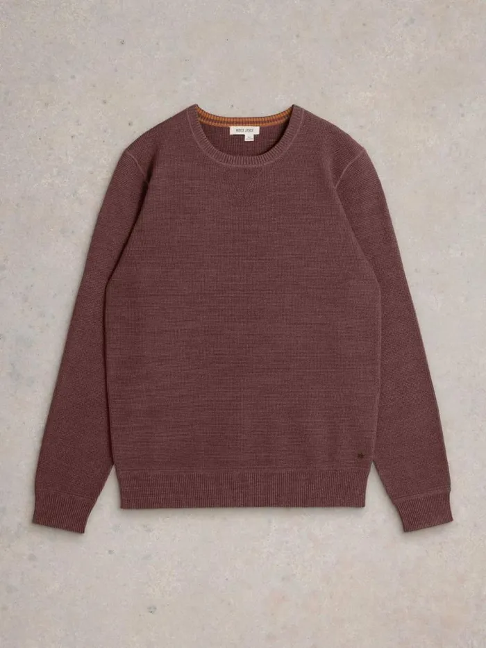 Men Attadale Crew Neck Jumper Dark Pink White Stuff Knitwear Men Attadale Crew Neck Jumper Dark Pink White Stuff Knitwear