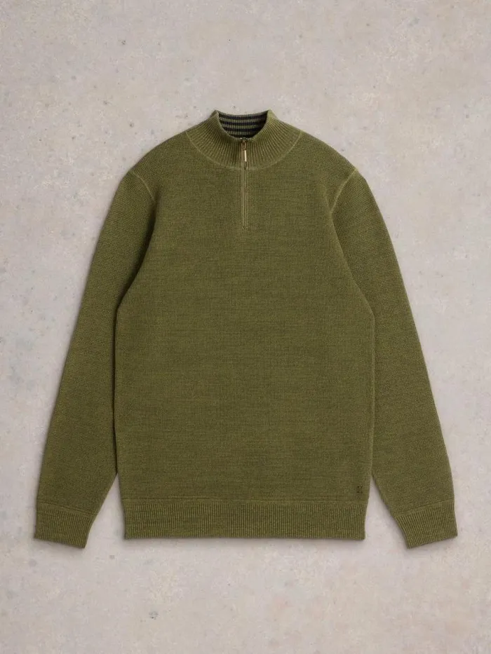 Men Attadale Funnel Neck Jumper Khaki Green White Stuff Knitwear Men Attadale Funnel Neck Jumper Khaki Green White Stuff Knitwear