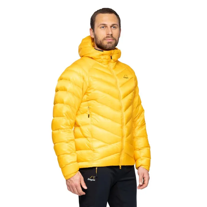 Men Bergans Of Norway Down Jackets Y Lightline Weightless Down Jacket Hood Mango Yellow