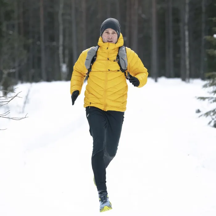 Men Bergans Of Norway Down Jackets Y Lightline Weightless Down Jacket Hood Mango Yellow