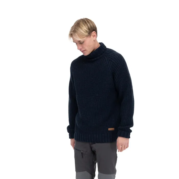 Men Bergans Of Norway Jumpers And Long Sleeves Nordmarka Merino High Neck Jumper Navy
