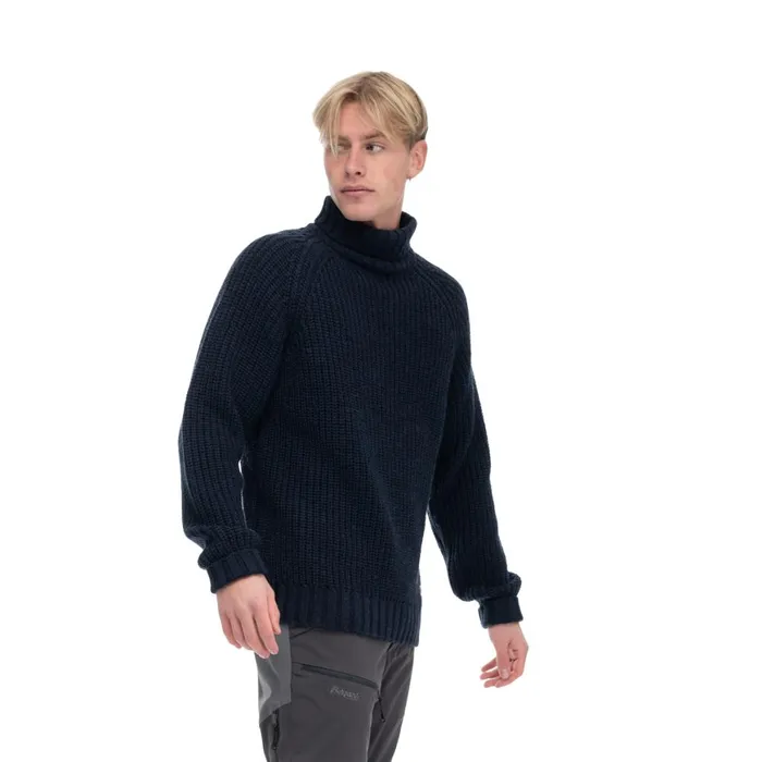 Men Bergans Of Norway Jumpers And Long Sleeves Nordmarka Merino High Neck Jumper Navy