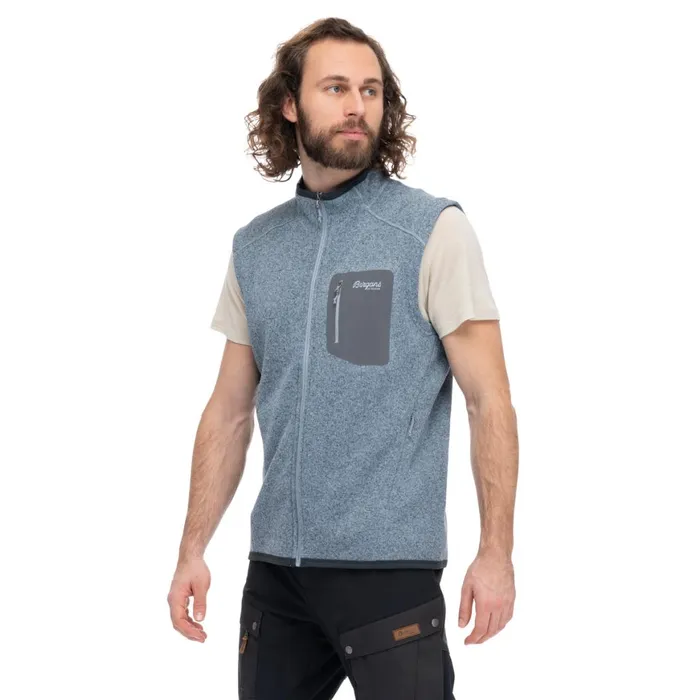 Men Bergans Of Norway Vests Kamphaug Knitted Vest Husky Blue