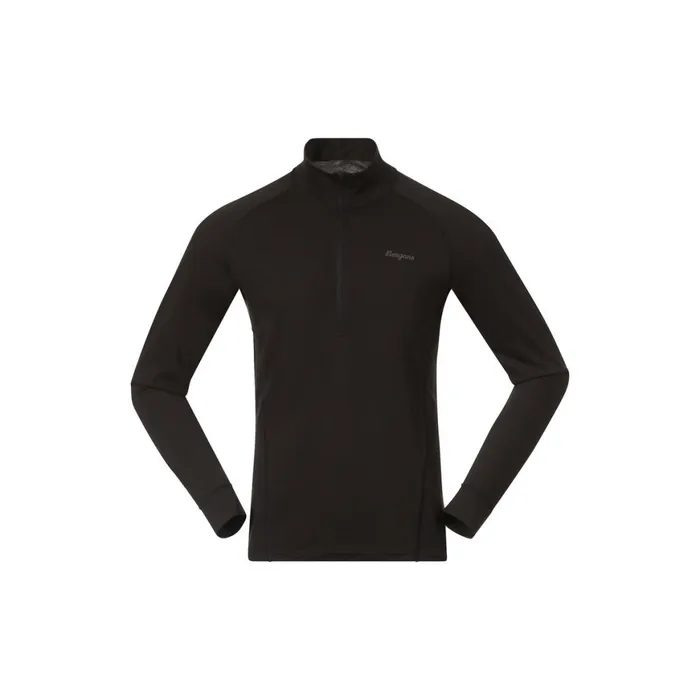 Men Bergans Of Norway Wool Longsleeved Shirts InnerPure Merino Half Zip Black