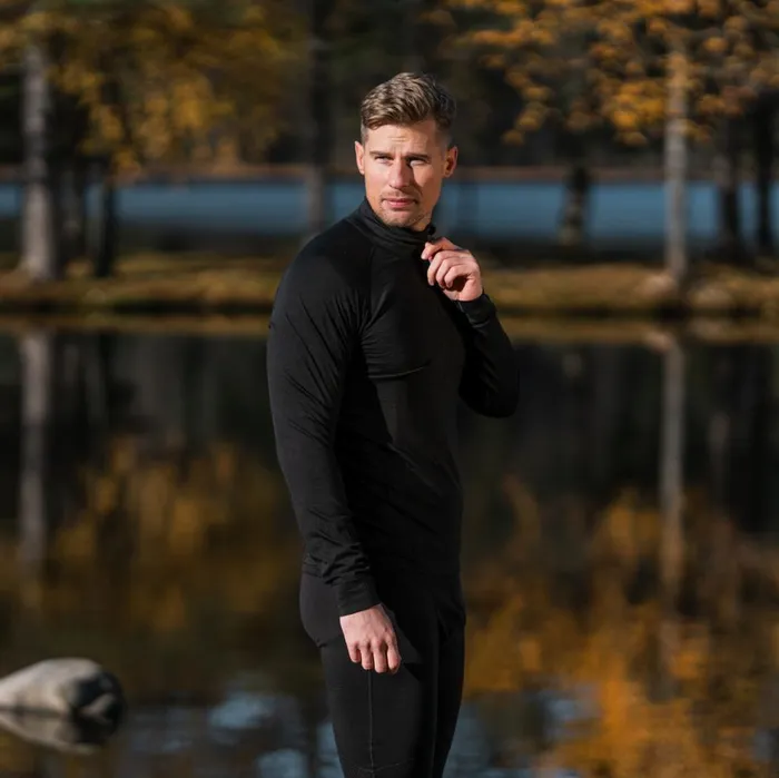 Men Bergans Of Norway Wool Longsleeved Shirts InnerPure Merino Half Zip Black