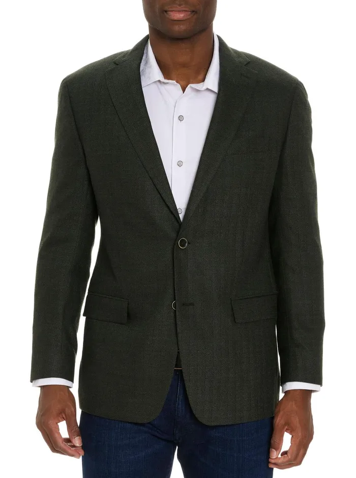 Men Blazers Robert Graham SOLID HERRINGBONE BLAZER Green