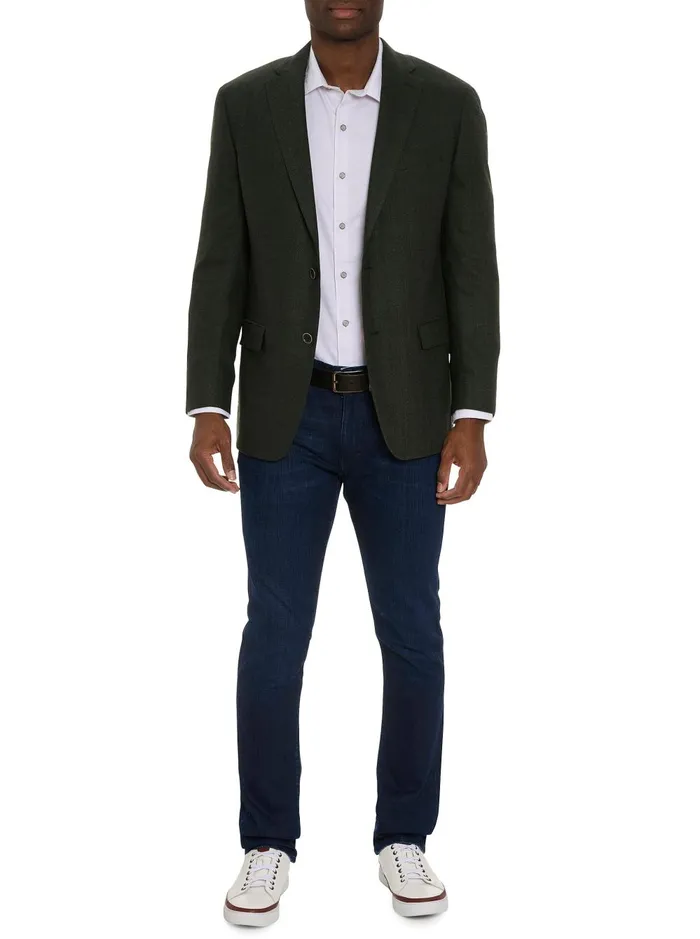 Men Blazers Robert Graham SOLID HERRINGBONE BLAZER Green