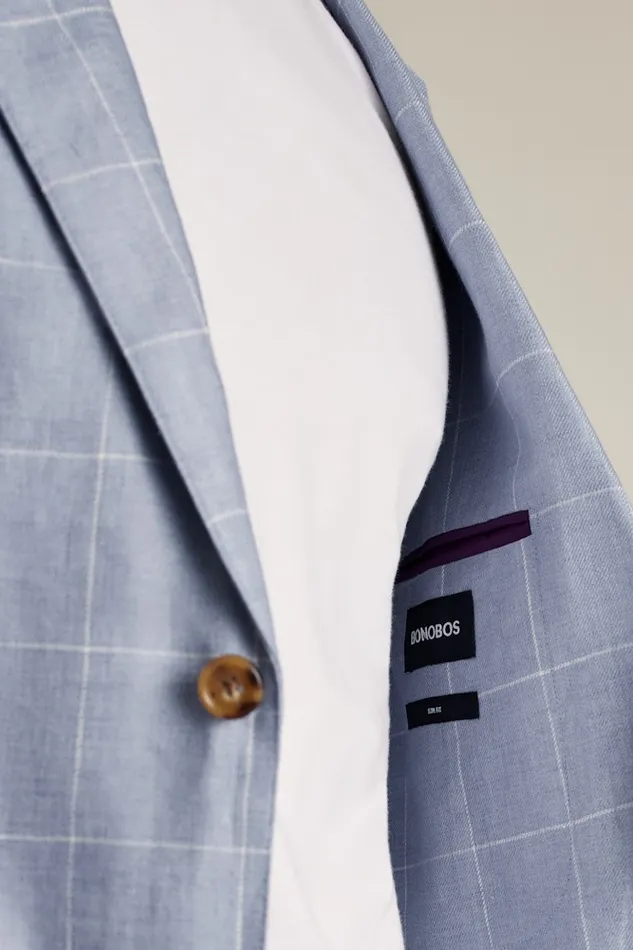 Men Bonobos Blazers and Sport Coats Effortlessly Refined Bonobos Jetsetter Unconstructed Blazer Light Blue Windowpane