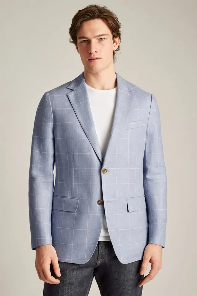 Men Bonobos Blazers and Sport Coats Effortlessly Refined Bonobos Jetsetter Unconstructed Blazer Light Blue Windowpane