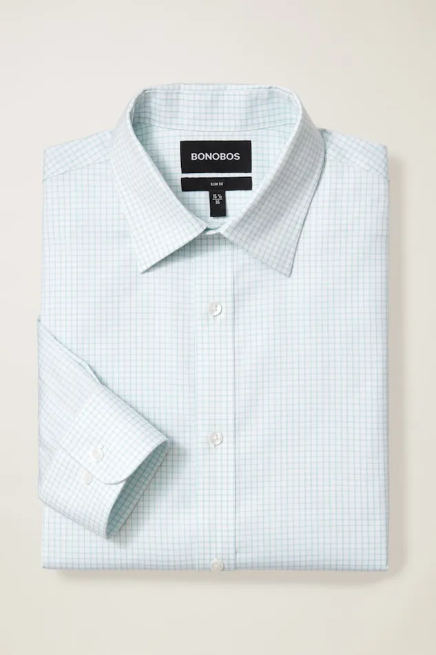 Men Bonobos Business Casual Shirts Easy WrinkleResistant Bonobos Weekday Warrior Dress Shirt Teal Check