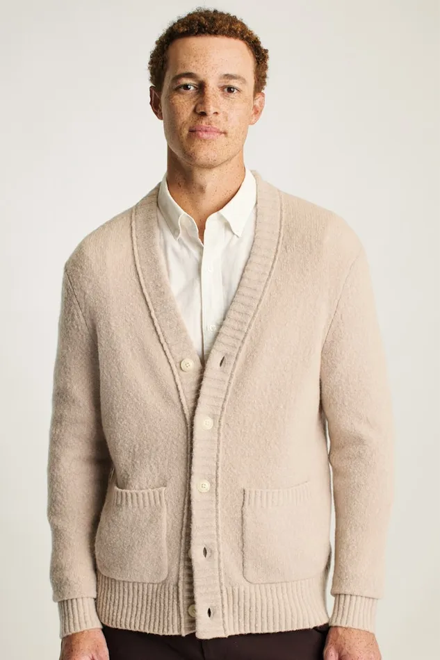 Men Bonobos Cardigan Sweaters Boucle Cardigan Ivory Men Bonobos Cardigan Sweaters Boucle Cardigan Ivory