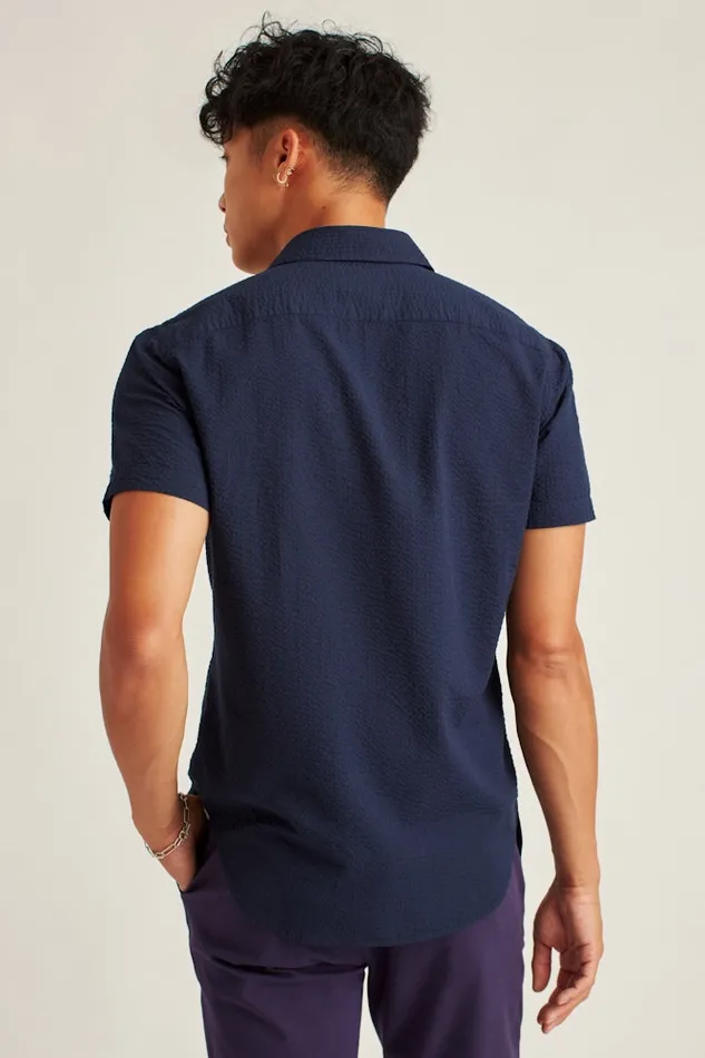 Men Bonobos Casual Shirts Button Up Your Style With Bonobos039 Riviera Short Sleeve Shirt Blue Black Seersucker Check