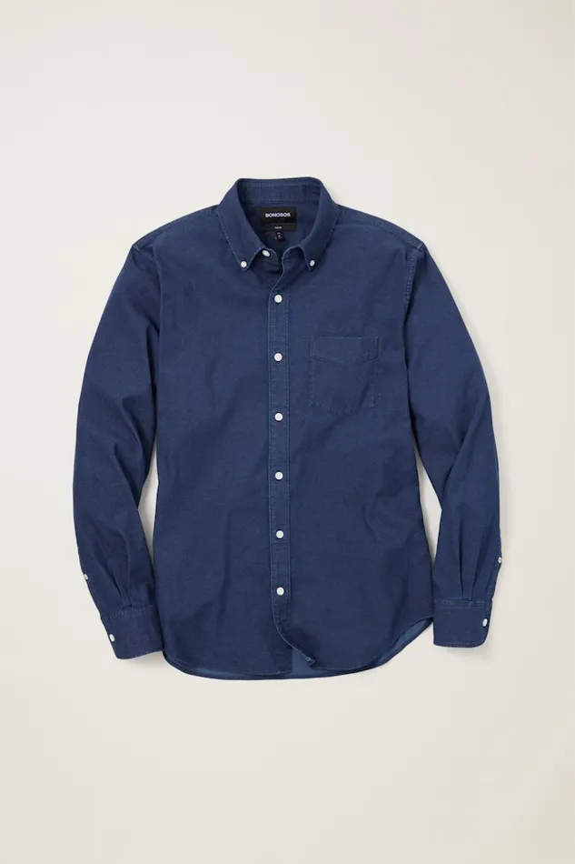 Men Bonobos Casual Shirts Everyday Denim Shirt Blue Rinse Wash
